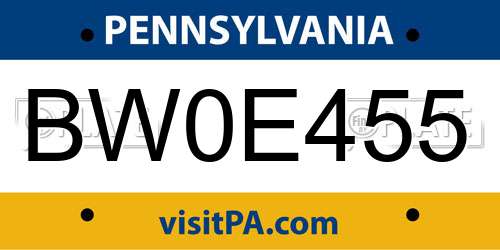 BW0E455 Pennsylvania License Plate