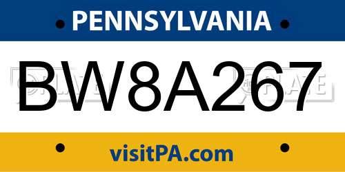 BW8A267 Pennsylvania License Plate