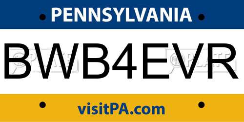 BWB4EVR Pennsylvania License Plate