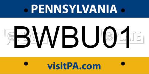 BWBU01 Pennsylvania License Plate