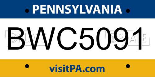 BWC5091 Pennsylvania License Plate