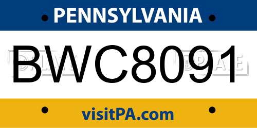 BWC8091 Pennsylvania License Plate