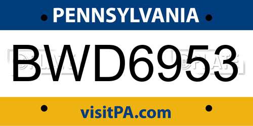 BWD6953 Pennsylvania License Plate