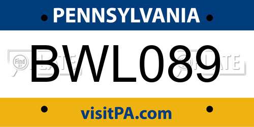 BWL089 Pennsylvania License Plate