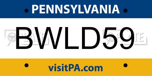 BWLD59 Pennsylvania License Plate