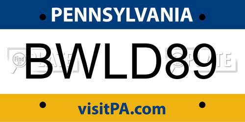 BWLD89 Pennsylvania License Plate