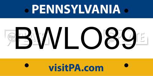 BWLO89 Pennsylvania License Plate