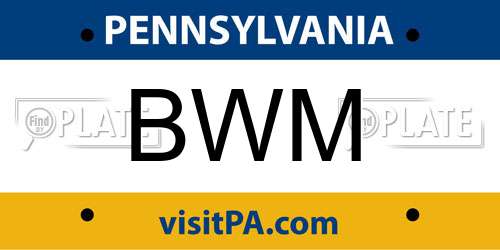 BWM Pennsylvania License Plate