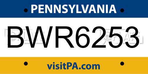 BWR6253 Pennsylvania License Plate