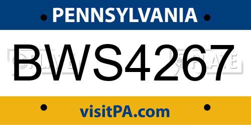 BWS4267 Pennsylvania License Plate