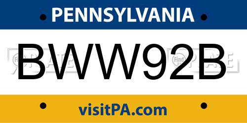 BWW92B Pennsylvania License Plate