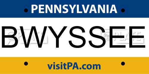 BWYSSEE Pennsylvania License Plate