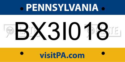 BX3I018 Pennsylvania License Plate