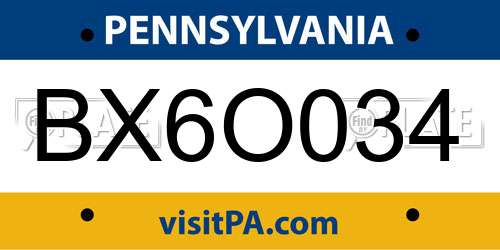 BX6O034 Pennsylvania License Plate