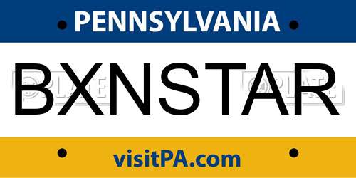 BXNSTAR Pennsylvania License Plate