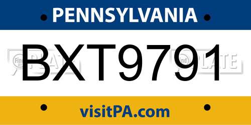 BXT9791 Pennsylvania License Plate