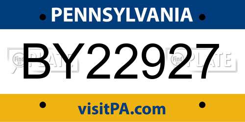 BY22927 Pennsylvania License Plate