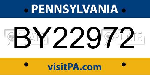 BY22972 Pennsylvania License Plate