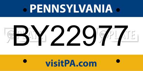 BY22977 Pennsylvania License Plate