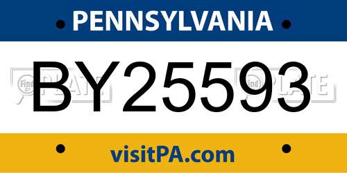BY25593 Pennsylvania License Plate