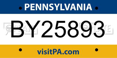 BY25893 Pennsylvania License Plate