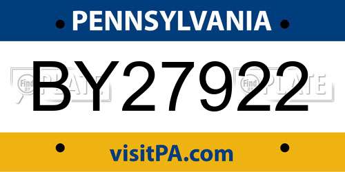 BY27922 Pennsylvania License Plate