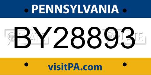 BY28893 Pennsylvania License Plate