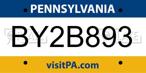 BY2B893 Pennsylvania License Plate