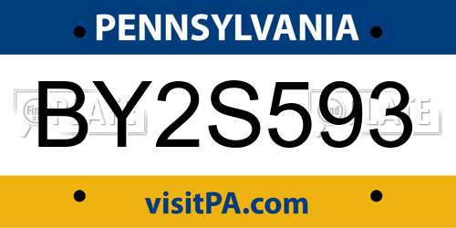 BY2S593 Pennsylvania License Plate