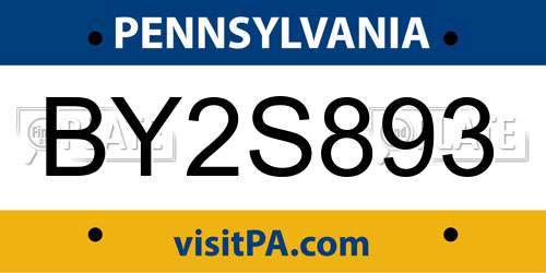 BY2S893 Pennsylvania License Plate