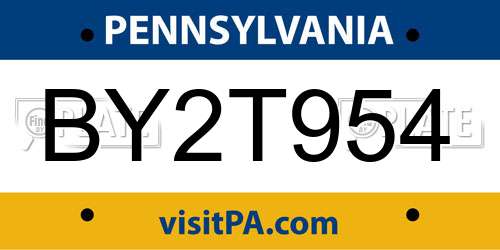 BY2T954 Pennsylvania License Plate