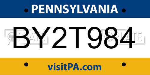 BY2T984 Pennsylvania License Plate