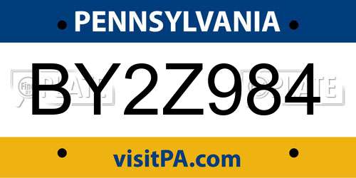 BY2Z984 Pennsylvania License Plate