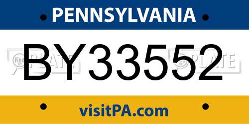 BY33552 Pennsylvania License Plate