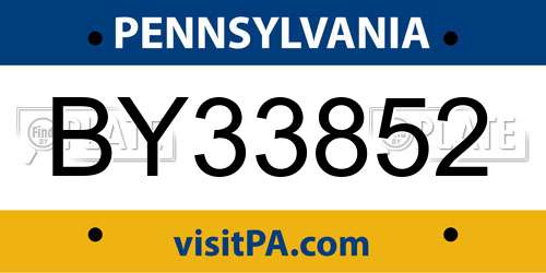 BY33852 Pennsylvania License Plate