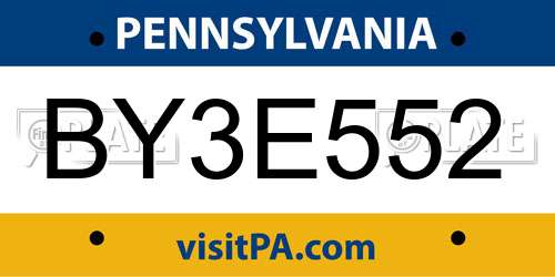 BY3E552 Pennsylvania License Plate