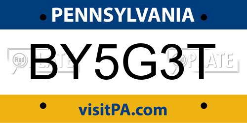 BY5G3T Pennsylvania License Plate