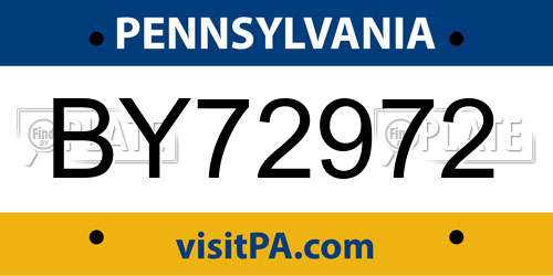 BY72972 Pennsylvania License Plate