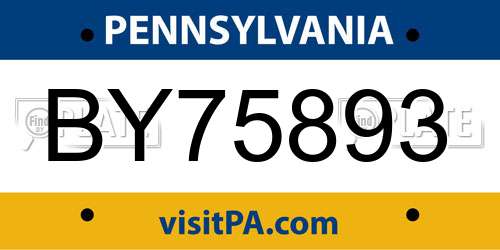 BY75893 Pennsylvania License Plate