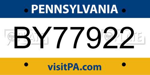 BY77922 Pennsylvania License Plate