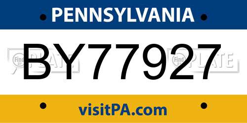BY77927 Pennsylvania License Plate