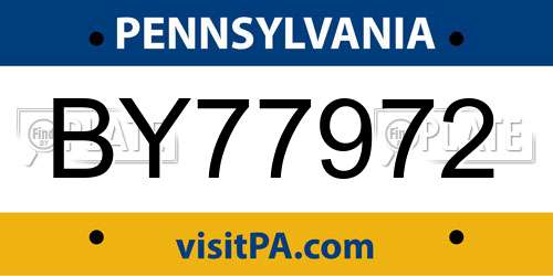 BY77972 Pennsylvania License Plate