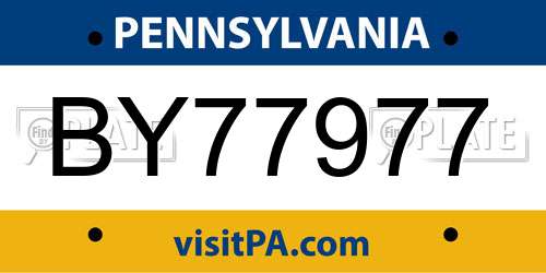 BY77977 Pennsylvania License Plate