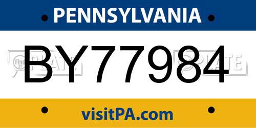 BY77984 Pennsylvania License Plate