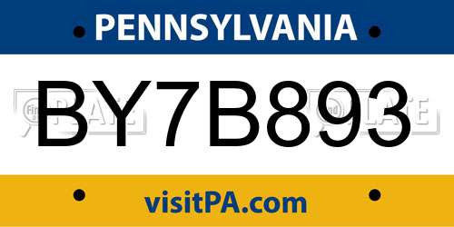 BY7B893 Pennsylvania License Plate