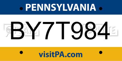 BY7T984 Pennsylvania License Plate
