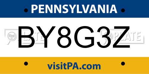 BY8G3Z Pennsylvania License Plate