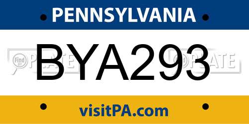 BYA293 Pennsylvania License Plate