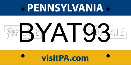 BYAT93 Pennsylvania License Plate