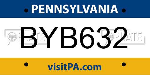 BYB632 Pennsylvania License Plate